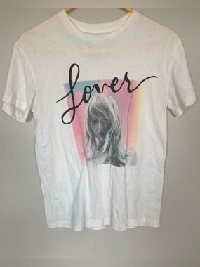 Taylor Swift Women's Sm Lover Album Graphic Tee Shirt Blue Cotton Genuine Merch